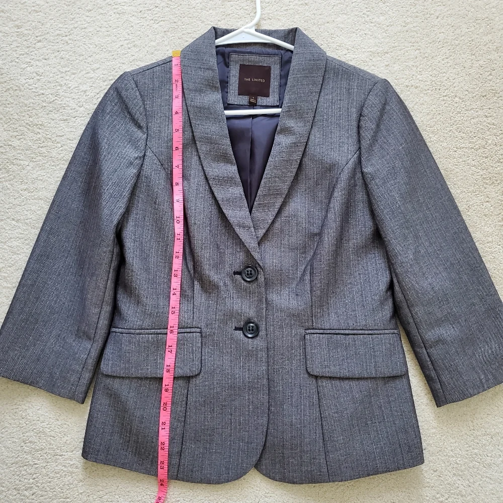 The Limited Women’s Gray 3/4 Sleeves Fitted Jacket Blazer szS